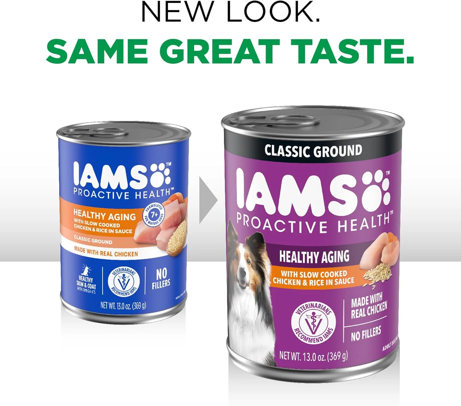 غذای مرطوب سگ مسن IAMS Proactive Health، طعم مرغ پخته شده آرام و برنج، قوطی ۱۳ اونسی، بسته ۱۲ عددی