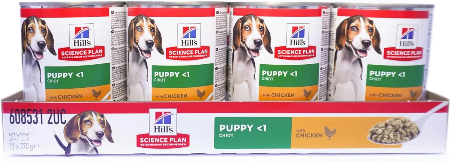 غذای سگ بچه هیلز ساینس پلن با طعم مرغ، کنسرو، 370 گرم X 12