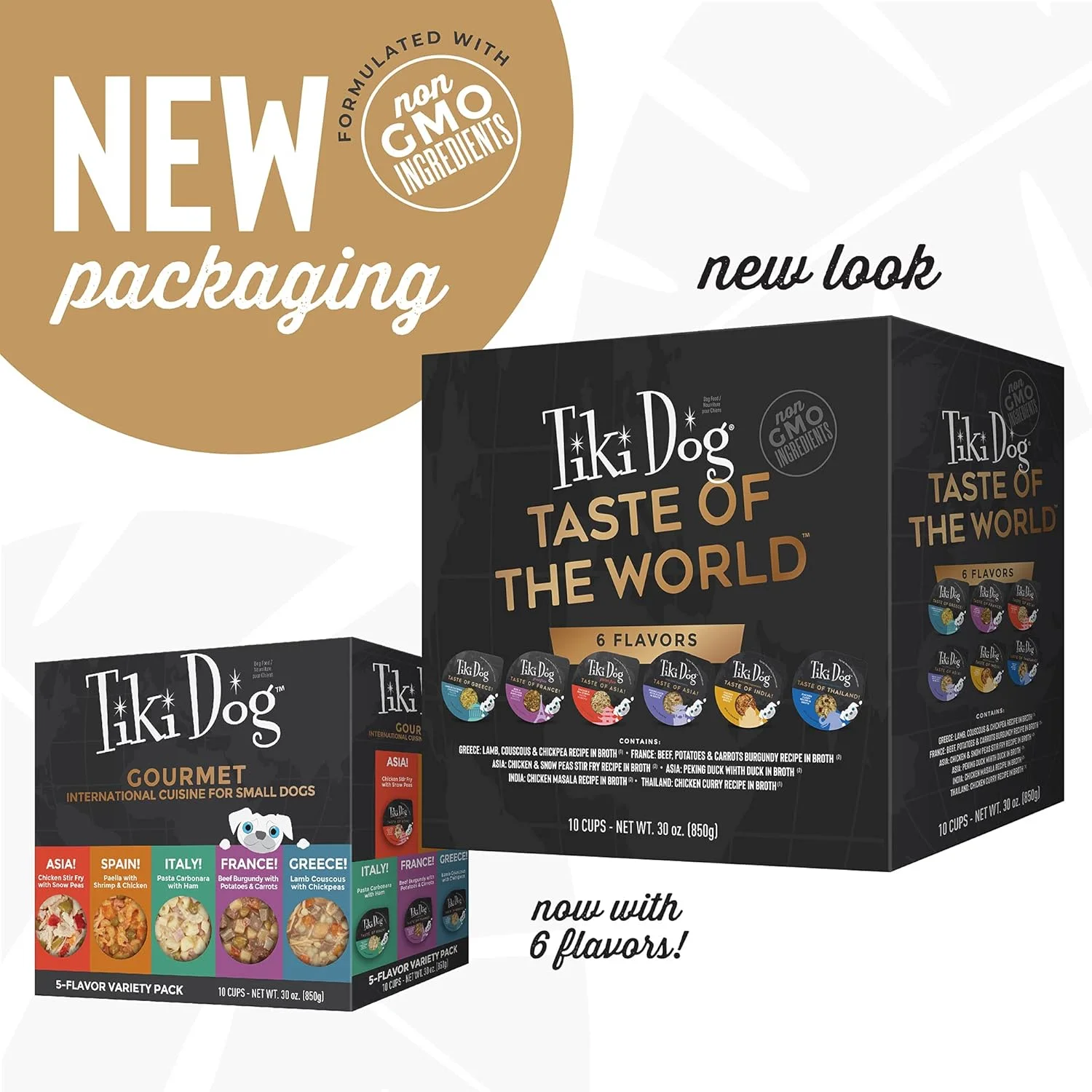 غذای سگ تیکی داگ، طعم غذاهای بین المللی، بسته متنوعی از طعم های لذیذ بین المللی در آب گوشت، غذای مرطوب با پروتئین بالا و سوپرفودهای الهام گرفته از آشپزی، فنجان های 3 اونسی، بسته 10 عددی