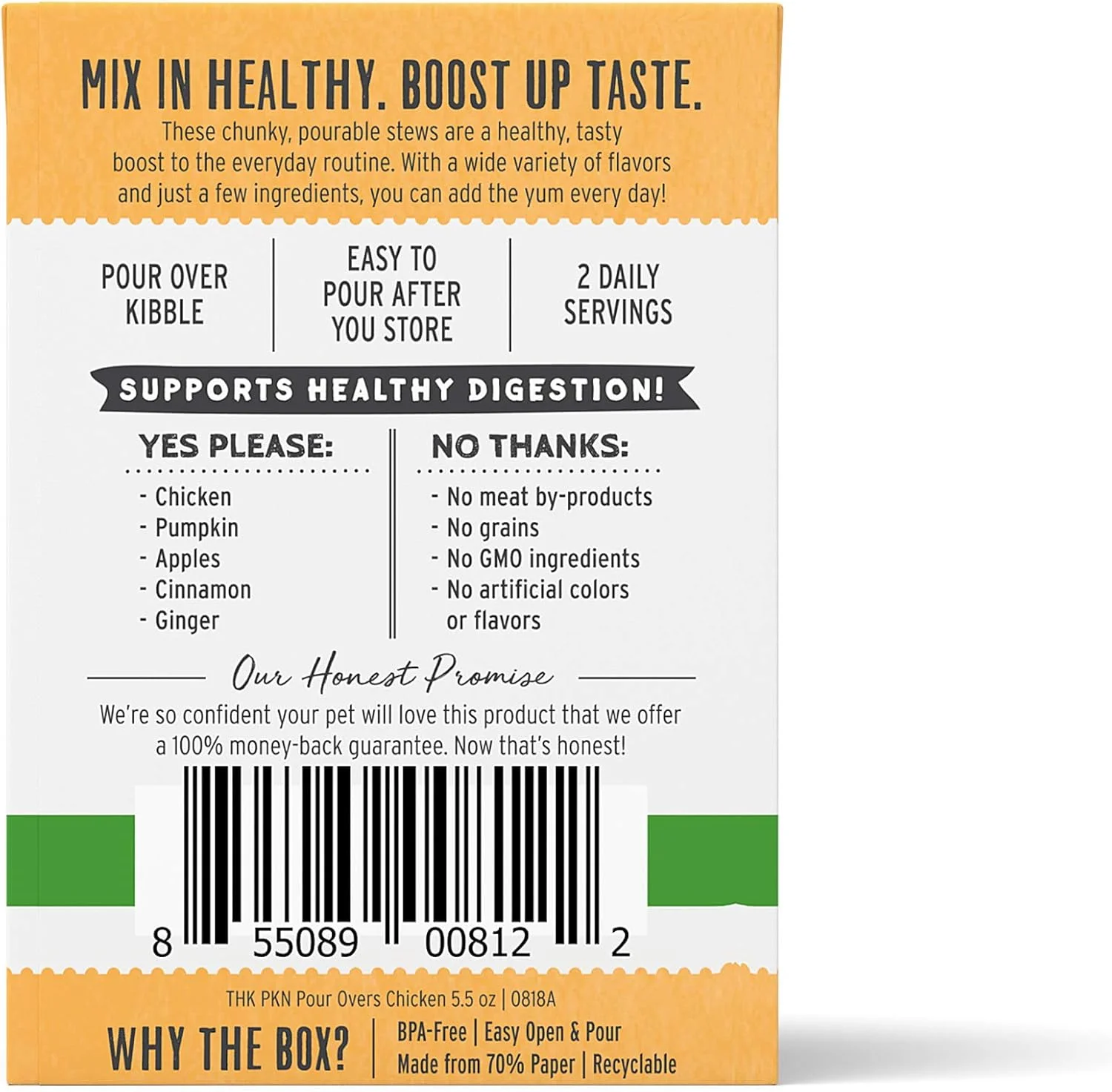 تاپر غذای مرطوب سگ با طعم کدو تنبل Honest Kitchen (بسته 12 عددی)، 156 گرم - خوراک مرغ