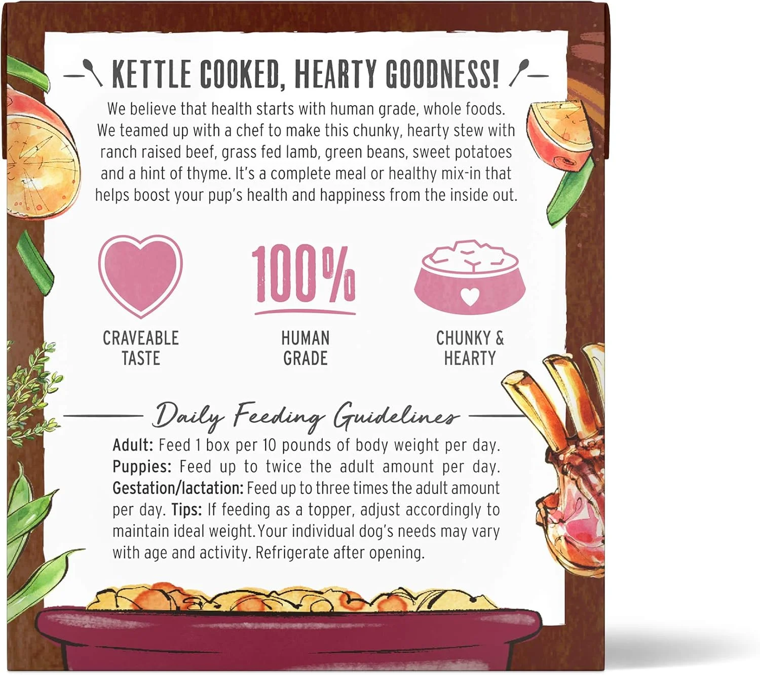 خوراک سگ نژاد کوچک The Honest Kitchen One Pot Stews، خوراک آب پز گوشت گاو و بره با لوبیا سبز و سیب زمینی شیرین، 298 گرم (بسته 6 عددی)