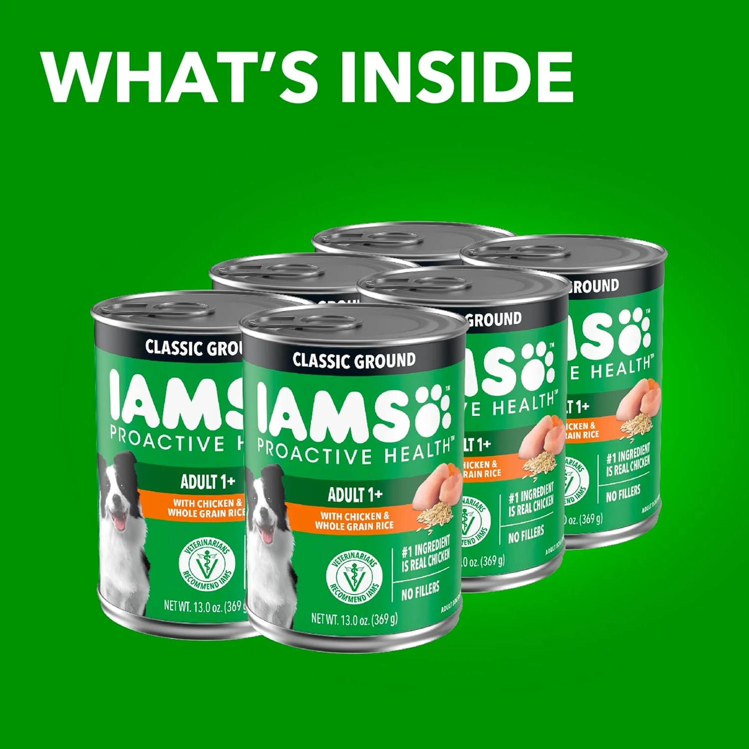 IAMS Proactive Health Adult Wet Dog Food Classic Ground with Chicken and Rice, 13 oz. Cans (6 Count, Pack of 1)