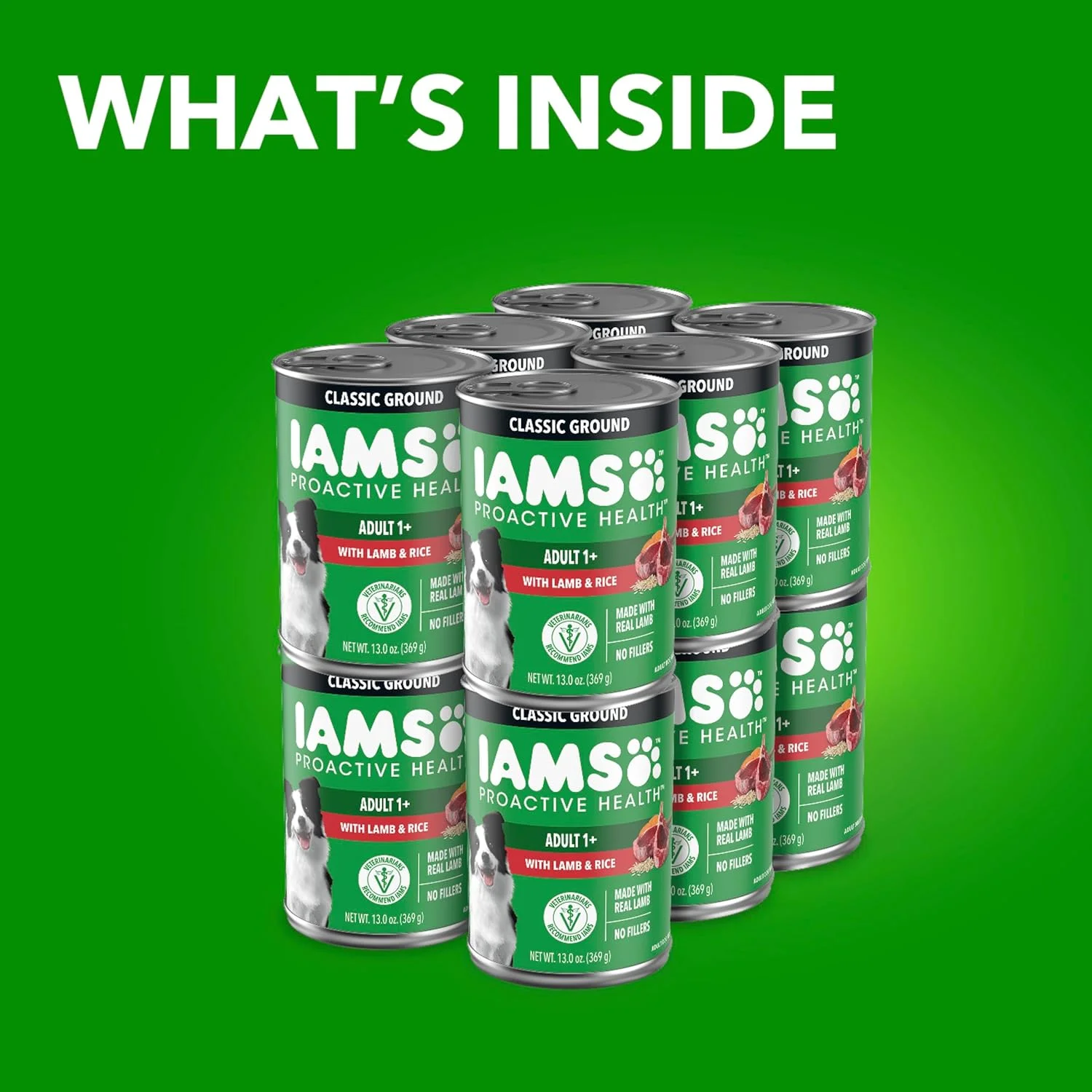 غذای مرطوب سگ بالغ IAMS Proactive Health Classic Ground با طعم بره و برنج، قوطی 370 گرمی، بسته 12 عددی