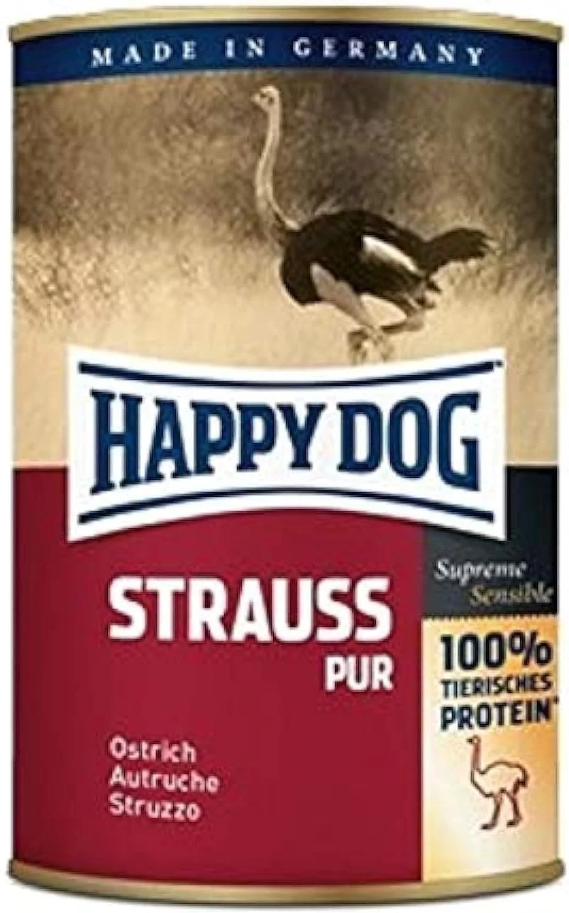 غذای مرطوب سگ هپی داگ با طعم شترمرغ، ۴۰۰ گرم