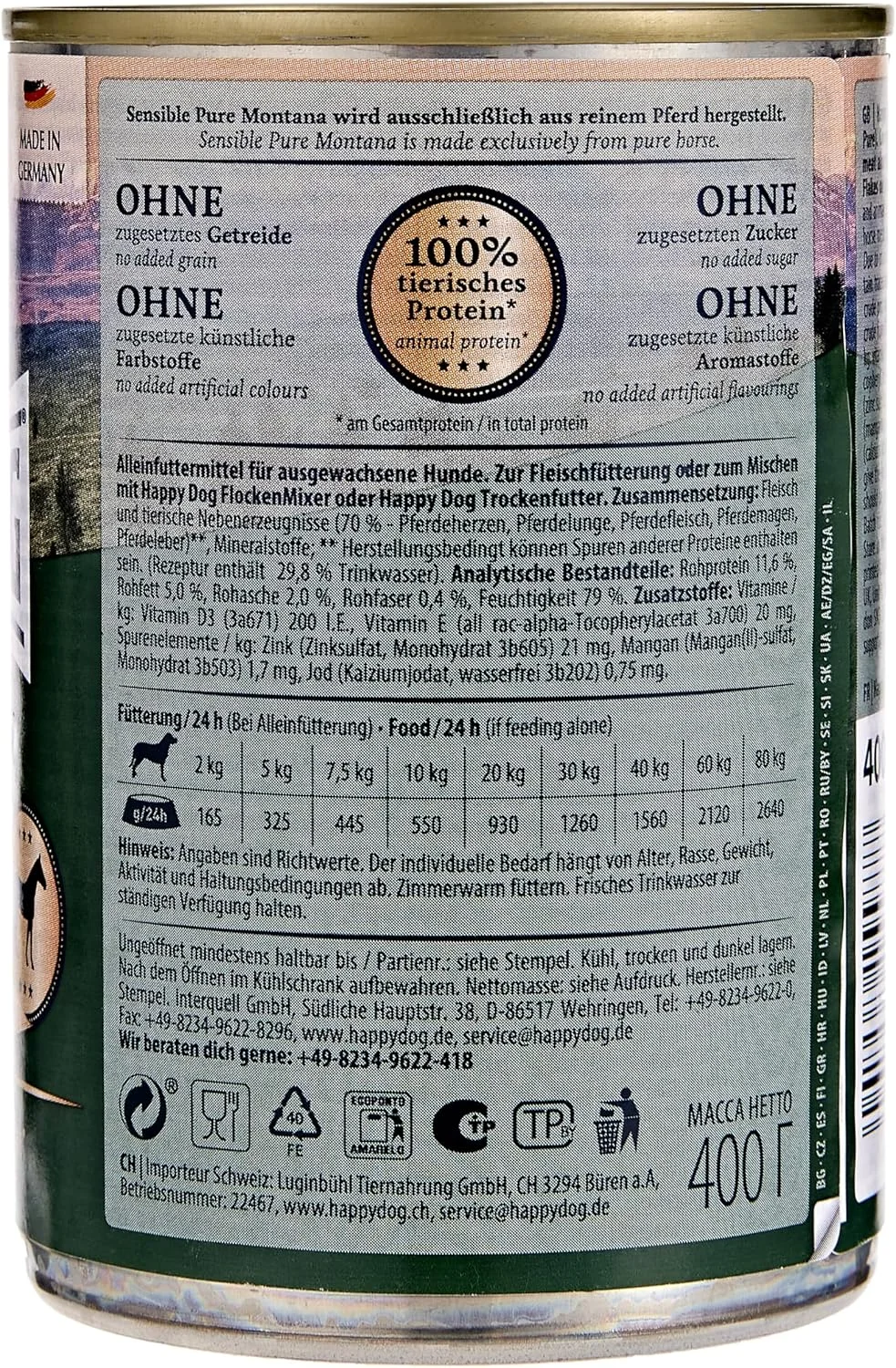 غذای سگ هپی داگ سوپریم سنسیبل اسب خالص (Pferd Pur) 400 گرم غذای سگ هپی داگ سوپریم سنسیبل اسب خالص (Pferd Pur) 400 گرم