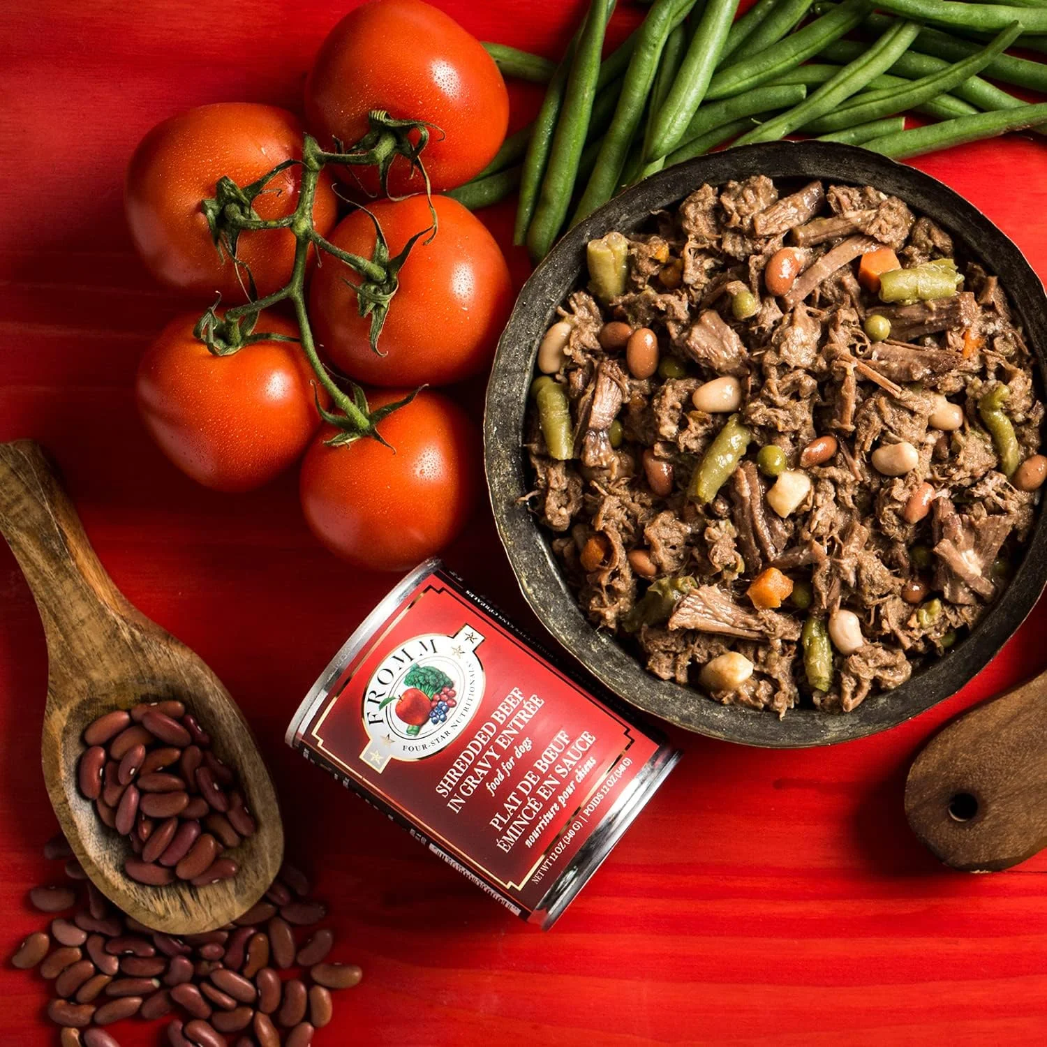 غذای سگ فروم فور استار نوتریشنالز با طعم گوشت گاو ریش ریش شده در آب گوشت - غذای مرطوب ممتاز سگ - دستور پخت گوشت گاو - بسته 12 عددی قوطی 340 گرمی