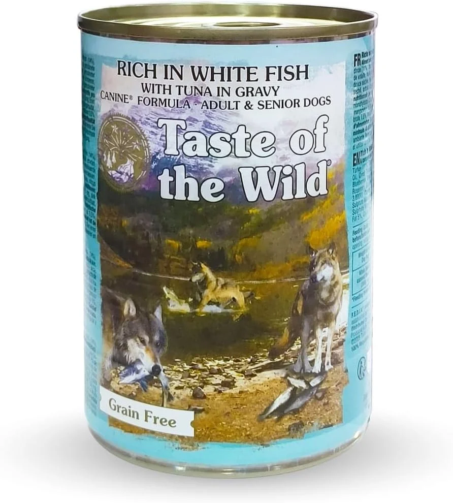 Taste of the Wild Rich in White Fish with Tuna in Gravy Canine Formula Grain Free for Adult and Senior Dogs – 390g