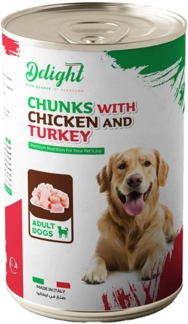 Delight Wet Dog Food with Chicken and Turkey Chunks 415 g