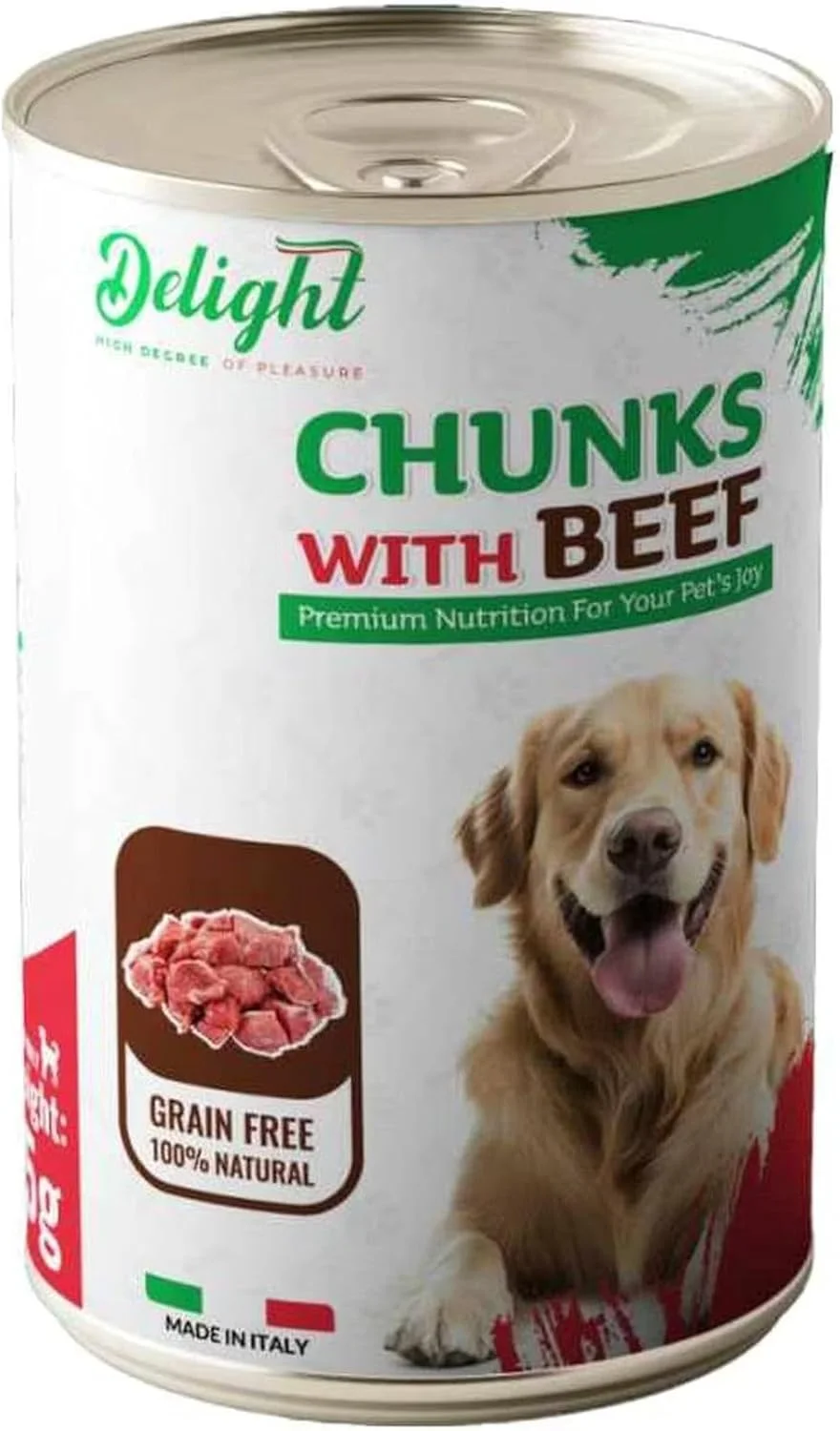 Delight Wet Dog Food with Beef Chunks 415 g
