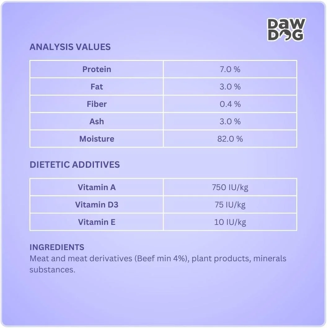 غذای مرطوب سگ داگ داگ با تکه های گوشت گاو کنسروی 400 گرمی