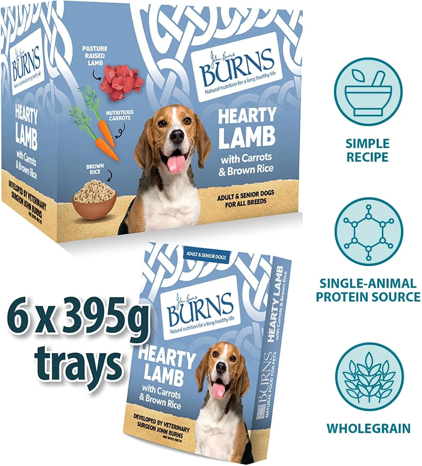 غذای مرطوب سگ برنز با طعم بره، هویج و برنج قهوه ای 395 گرم