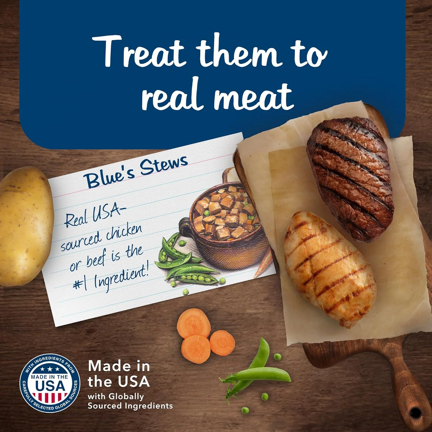 کنسرو غذای سگ بالغ طبیعی Blue Buffalo Blue's Stews، طعم مرغ و گوشت گاو، 354 گرمی (بسته 12 عددی - 6 عدد از هر طعم)