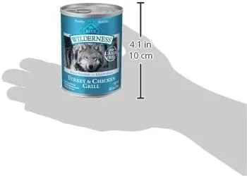 غذای مرطوب سگ بالغ با پروتئین بالا و طبیعی بلو بوفالو Wilderness، طعم بوقلمون و مرغ کبابی، قوطی 354 گرمی (بسته 12 عددی)