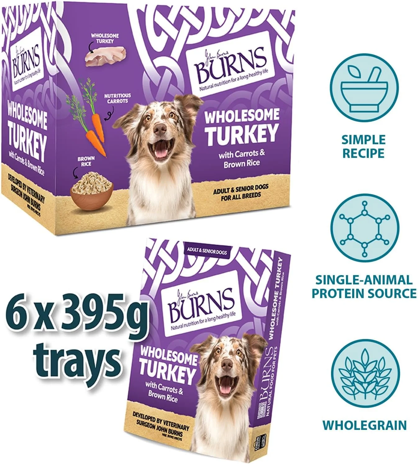 غذای مرطوب سگ بالغ برنز با طعم بوقلمون، هویج و برنج قهوه ای ۳۹۵ گرمی