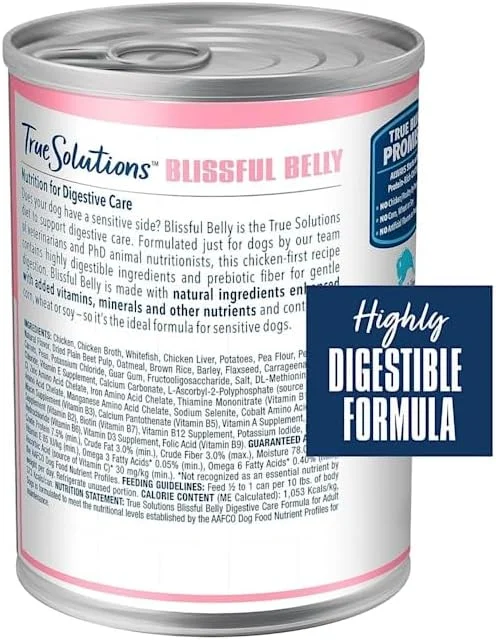 غذای مرطوب سگ بالغ Blue Buffalo True Solutions مراقبت از دستگاه گوارش، تهیه شده با مواد طبیعی، مرغ، قوطی 354 گرمی (12 عدد)