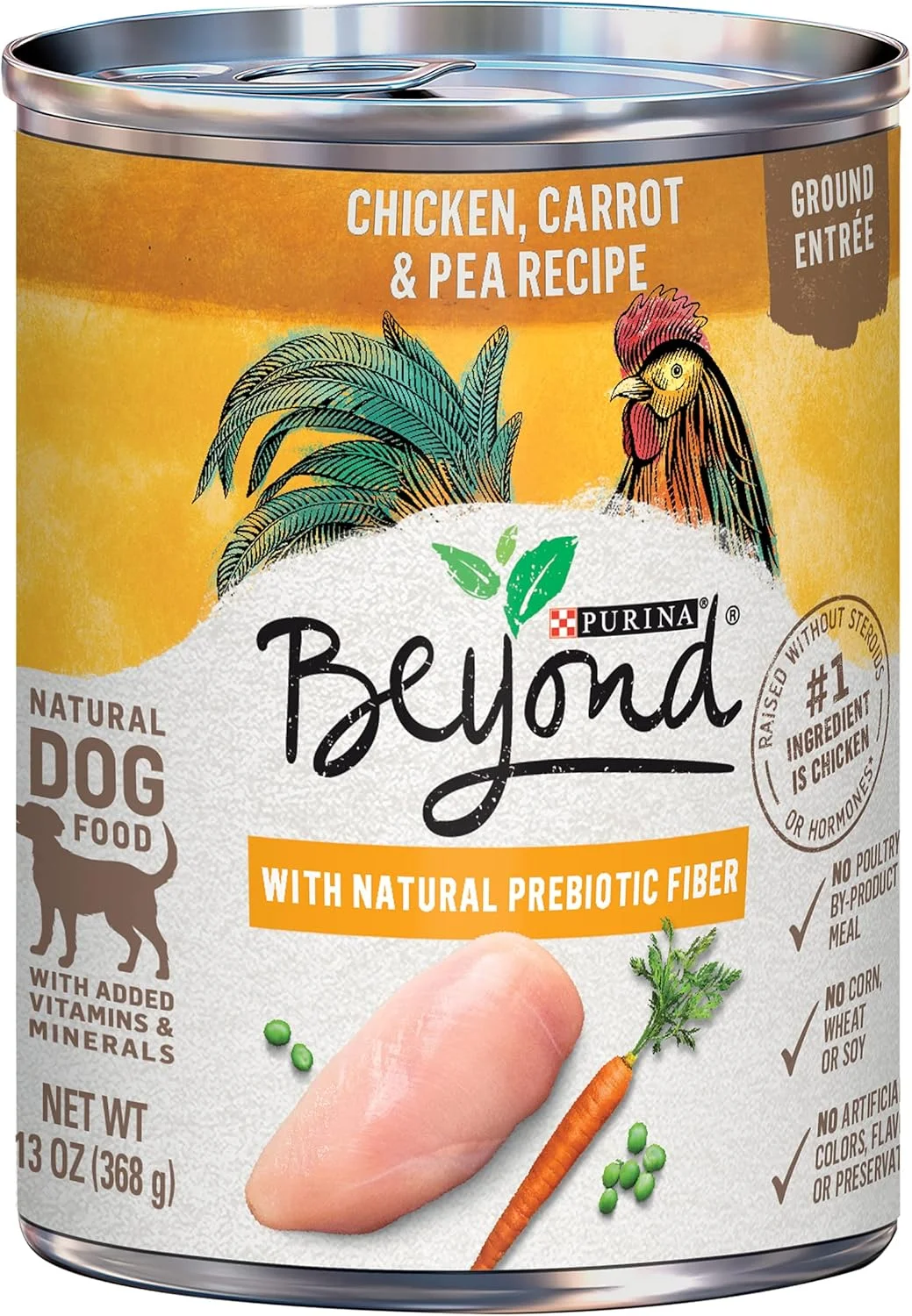 غذای مرطوب سگ بالغ بدون غلات Beyond Purina، پاته طبیعی، دستور پخت مرغ، هویج و نخود - (12) قوطی 368 گرمی