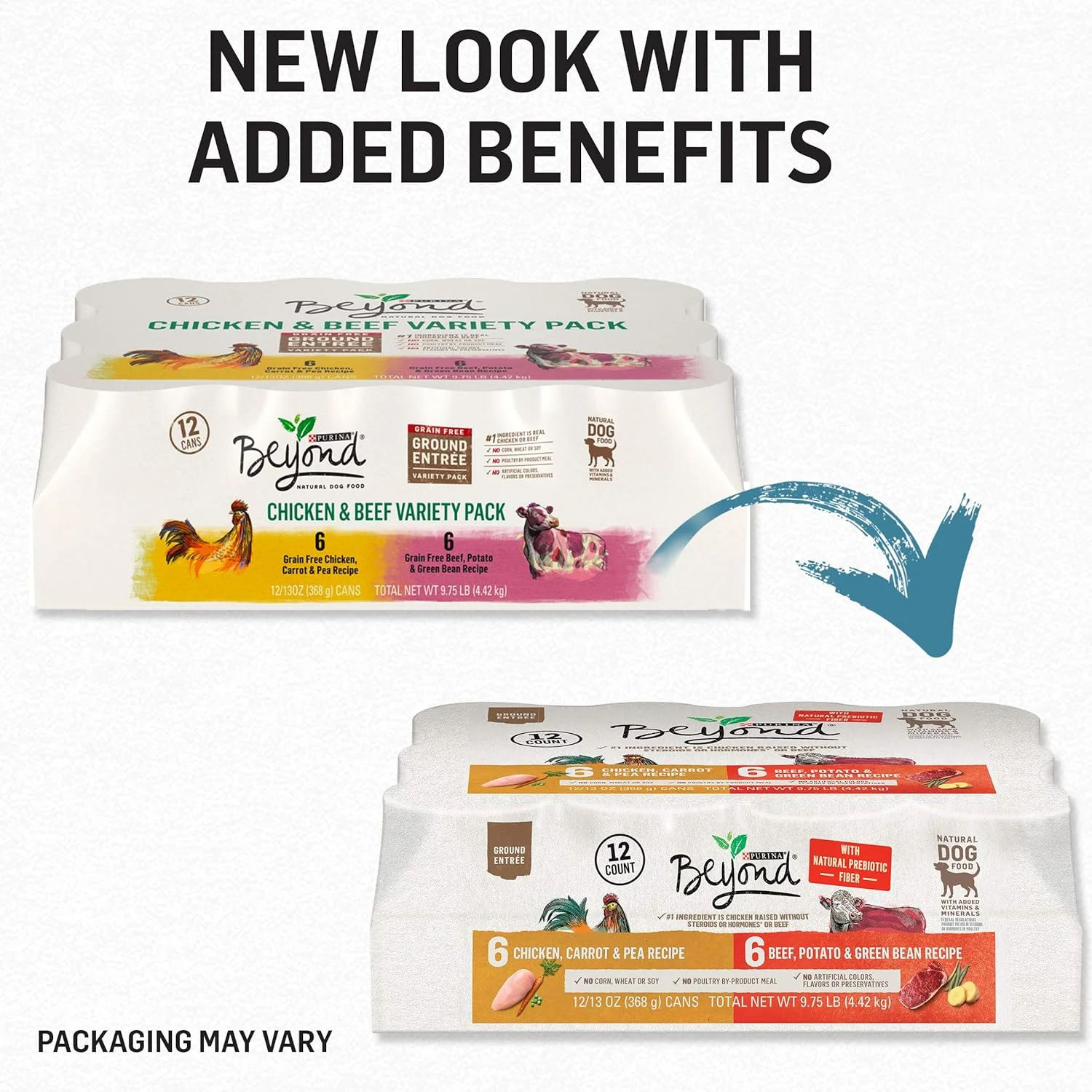 غذای مرطوب سگ بالغ بدون غلات Beyond Purina، پاته طبیعی، بسته متنوع با طعم مرغ و گوشت گاو - (12) قوطی 368 گرمی غذای مرطوب سگ بالغ بدون غلات Beyond Purina، پاته طبیعی، بسته متنوع با طعم مرغ و گوشت گاو - (12) قوطی 368 گرمی