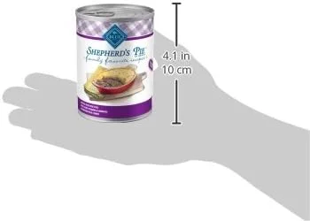 غذای مرطوب سگ بالغ بلو بوفالو فامیلی فیوریتز، تهیه شده با مواد طبیعی، پای چوپان، قوطی 354 گرمی (بسته 12 عددی)