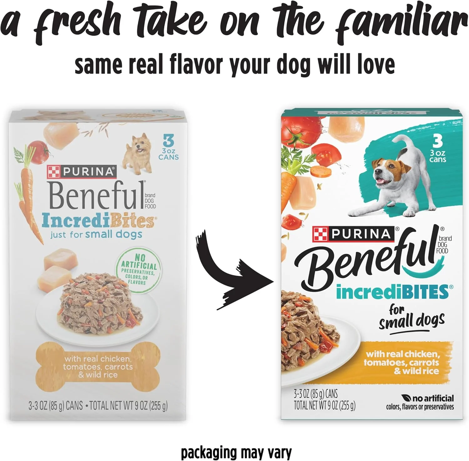 غذای مرطوب سگ نژاد کوچک Beneful Purina با سس، IncrediBites با مرغ واقعی - (8 بسته 3 تایی) قوطی های 3 اونسی