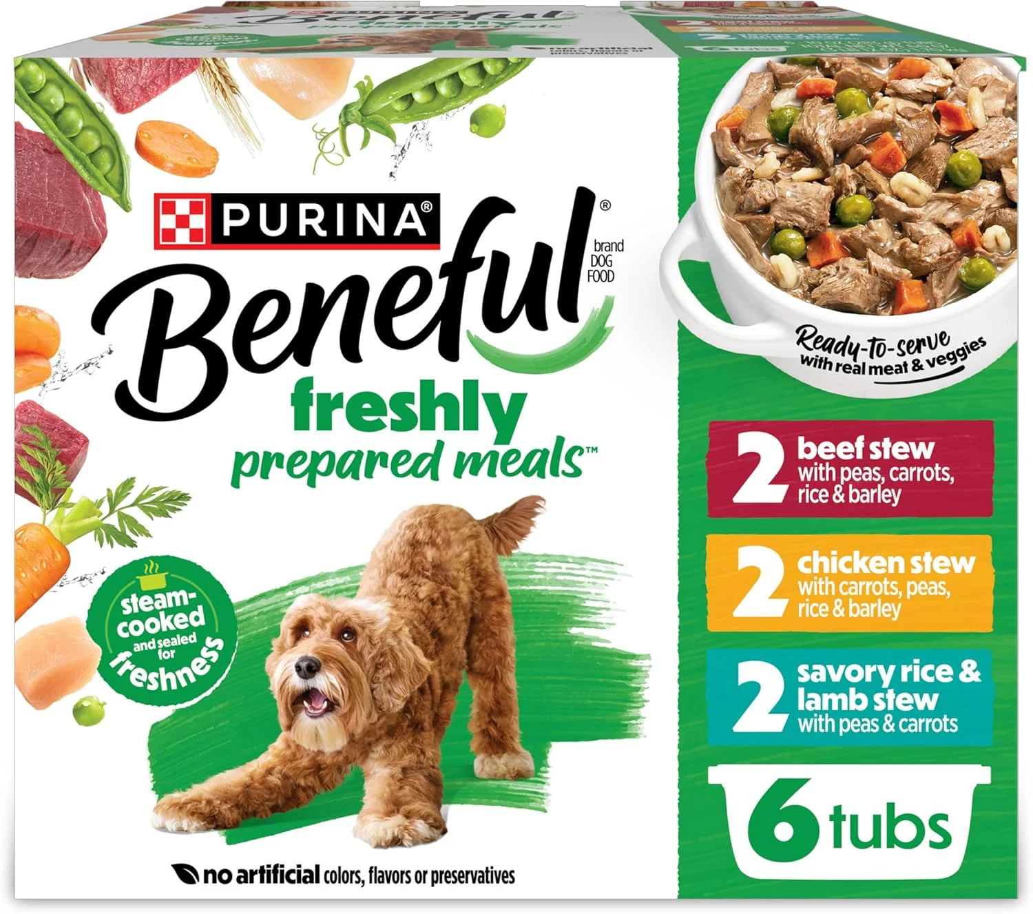 غذای سگ مرطوب با پروتئین بالا، غذای سگ آبدار Beneful Purina، بسته متنوع خوراک آماده - (6) ظرف 10 اونسی