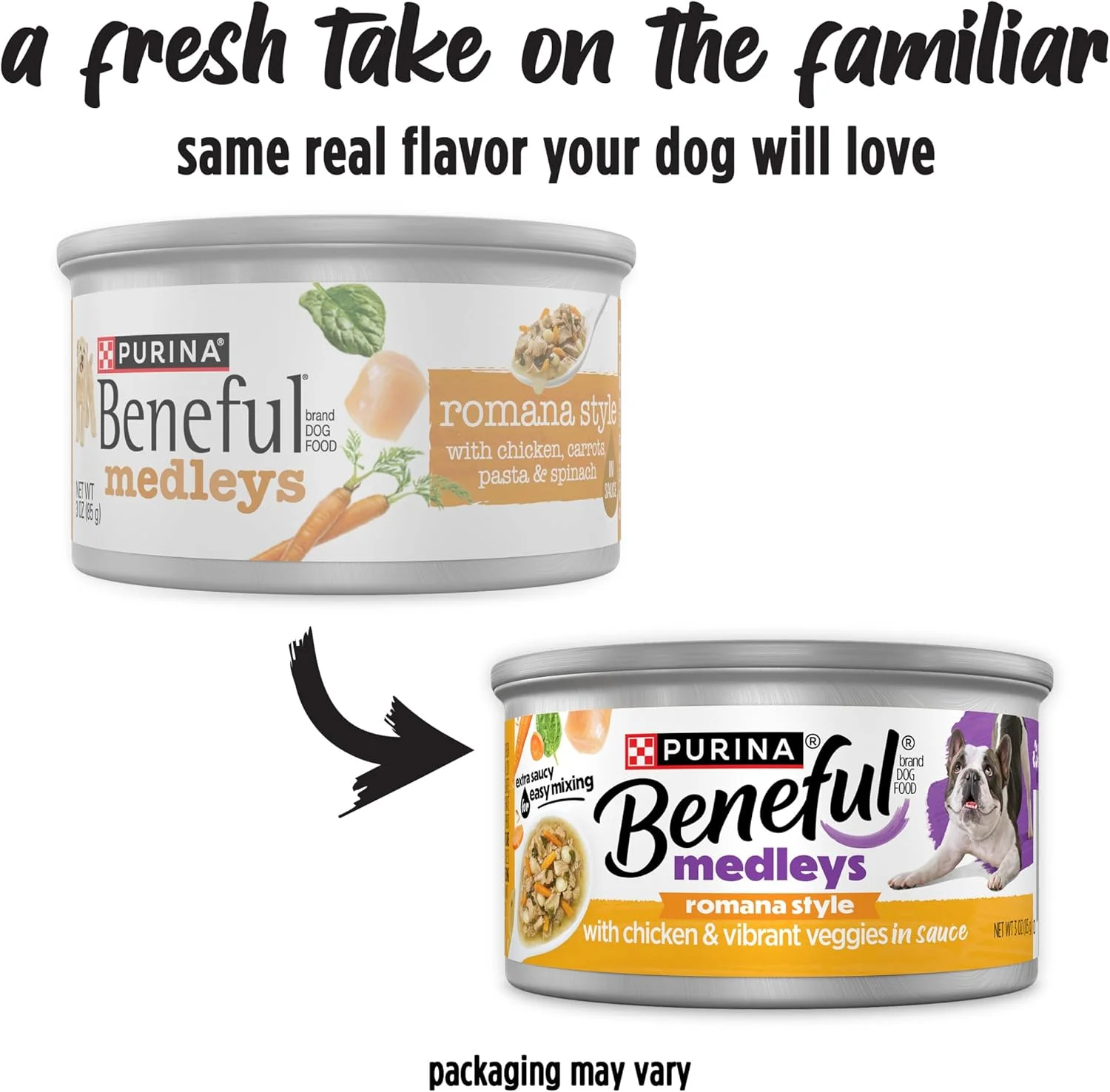 غذای مرطوب سگ پورینا بنفول، مخلوط سبک رومانایی با مرغ، هویج، پاستا و اسفناج در سس - (بسته 12 عددی) قوطی های 85 گرمی