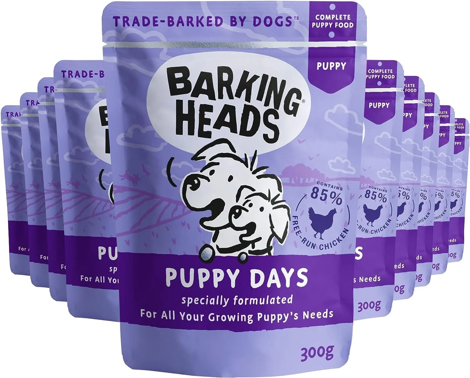 غذای مرطوب سگ بچه Barking Heads - روزهای تولگی - بدون طعم دهنده های مصنوعی - دستور پخت بدون غلات (10 x 300 گرم)