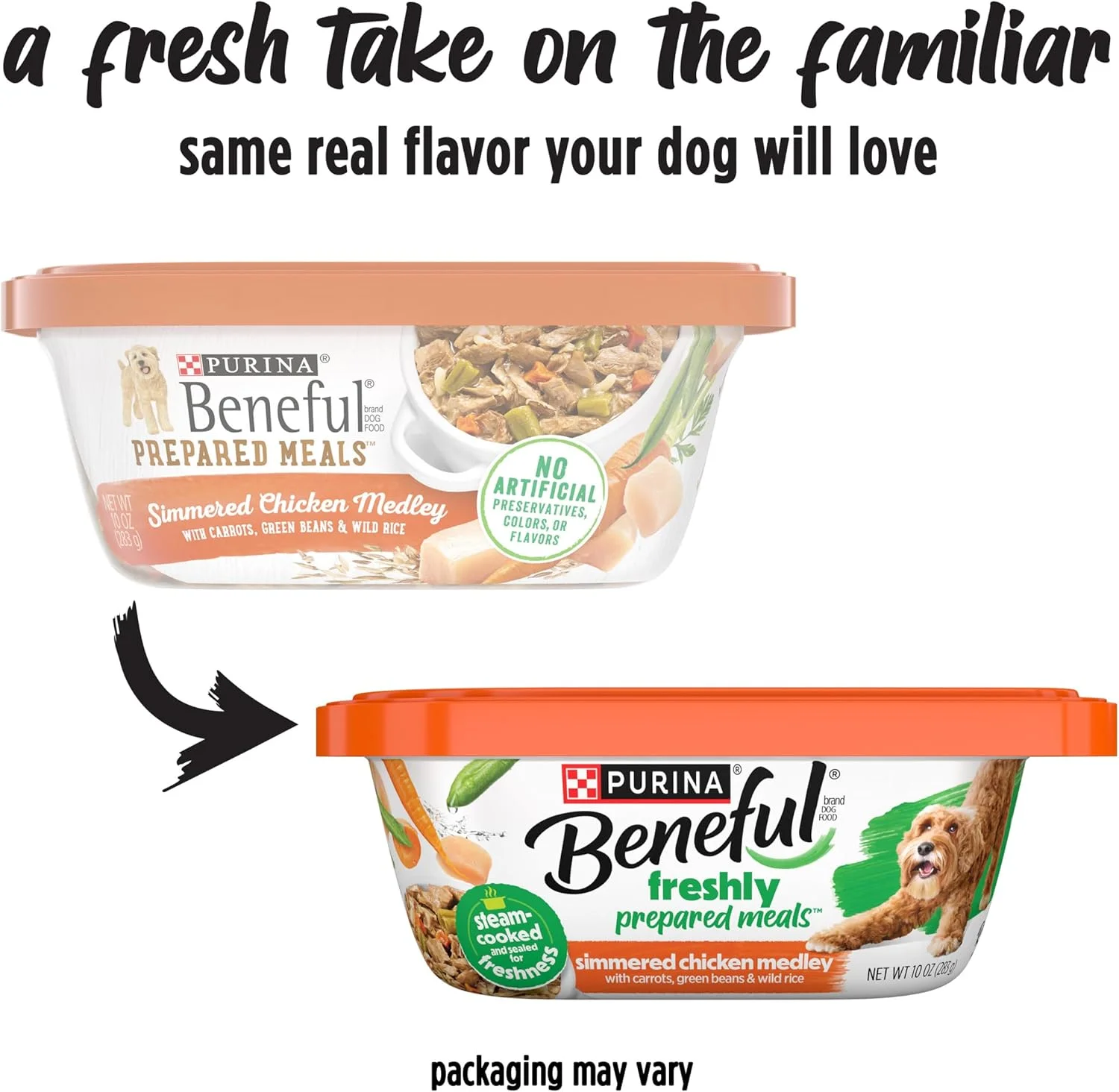 غذای مرطوب سگ با پروتئین بالا پورینا بنفول، وعده های غذایی آماده مخلوط مرغ آب پز - (8) ظرف 10 اونسی