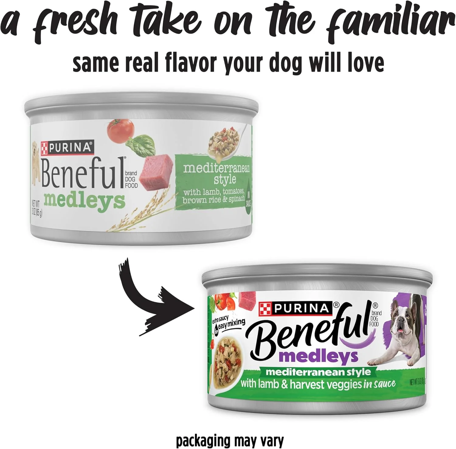 غذای مرطوب سگ پورینا بنفول، مخلوط مدیترانه ای با طعم بره در سس - (بسته 12 عددی) قوطی 85 گرمی