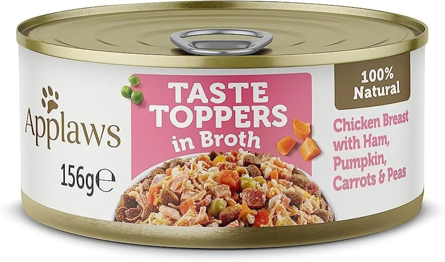 غذای سگ آپلاز، طعم دهنده سینه مرغ با ژامبون، کدو تنبل، هویج و نخود فرنگی در آب گوشت، قوطی 156 گرمی (بسته 12 عددی)