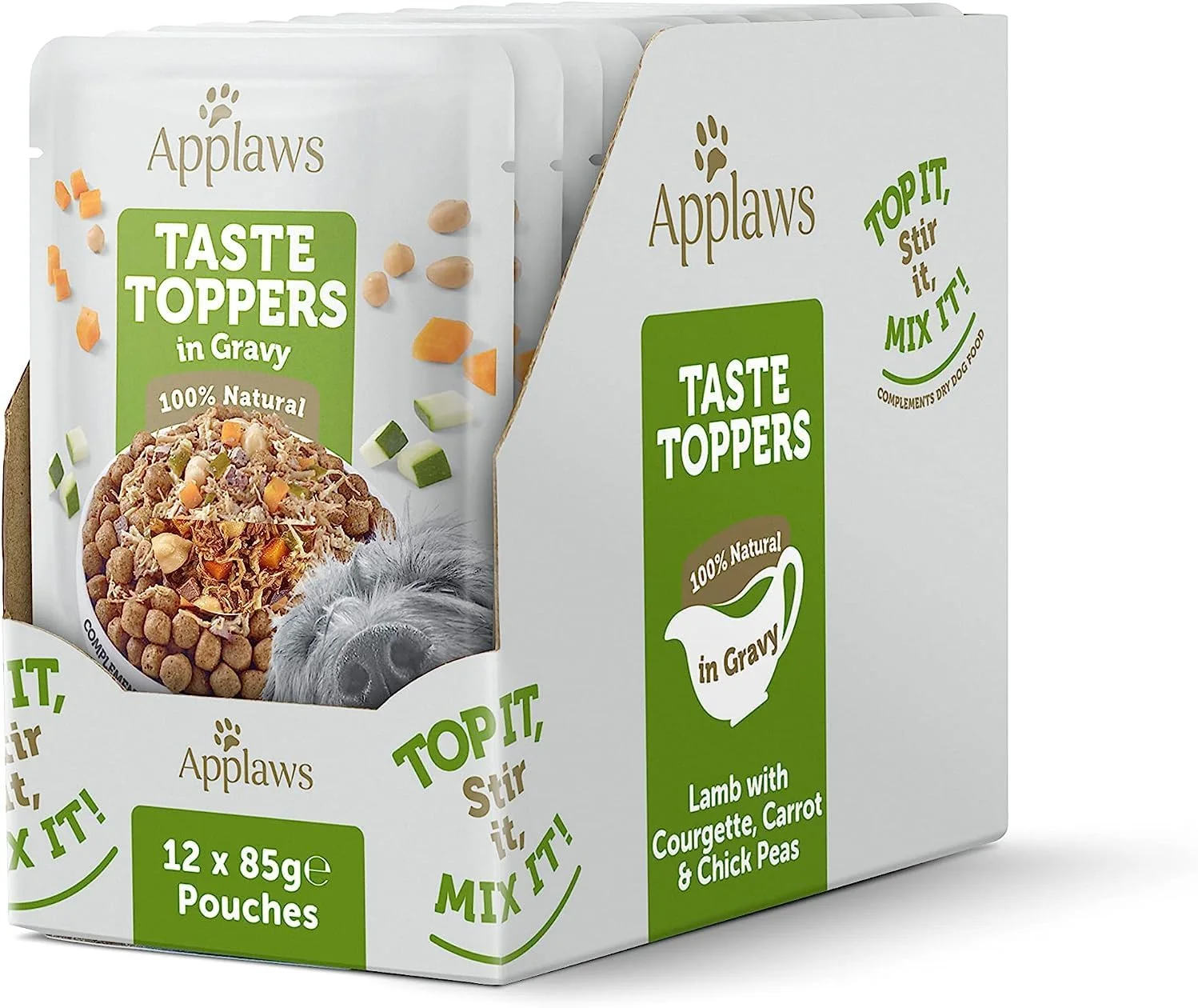 غذای مرطوب طبیعی سگ آپلاز، بدون غلات بره با سبزیجات در آب گوشت 12 بسته 85 گرمی