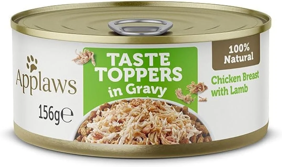 غذای سگ آپلاز، طعم دهنده سینه مرغ با گوشت بره در آب گوشت، قوطی 156 گرمی (بسته 12 عددی)