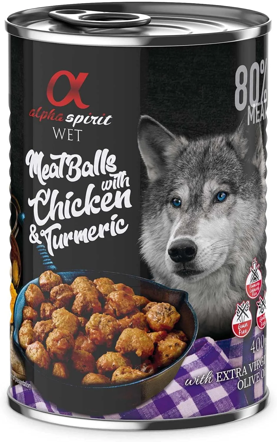 غذای سگ آلفا اسپریت، کوفته گوشت با مرغ و زردچوبه، قهوه ای، 400 گرم