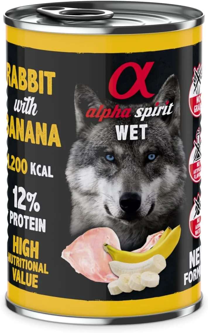 غذای کنسروی سگ آلفا اسپریت خرگوش با موز 400 گرم