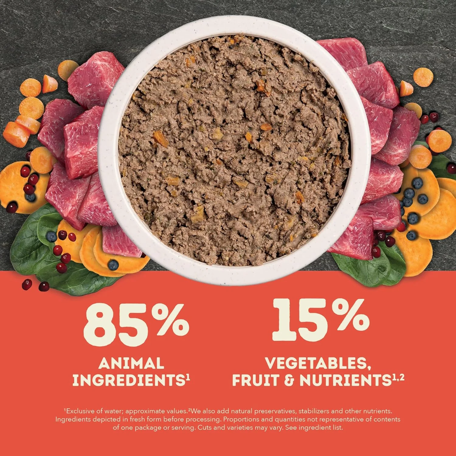 غذای مرطوب سگ با طعم گوشت گاو و آب قلم آکانا، بدون غلات، قوطی 363 گرمی (12 عدد)