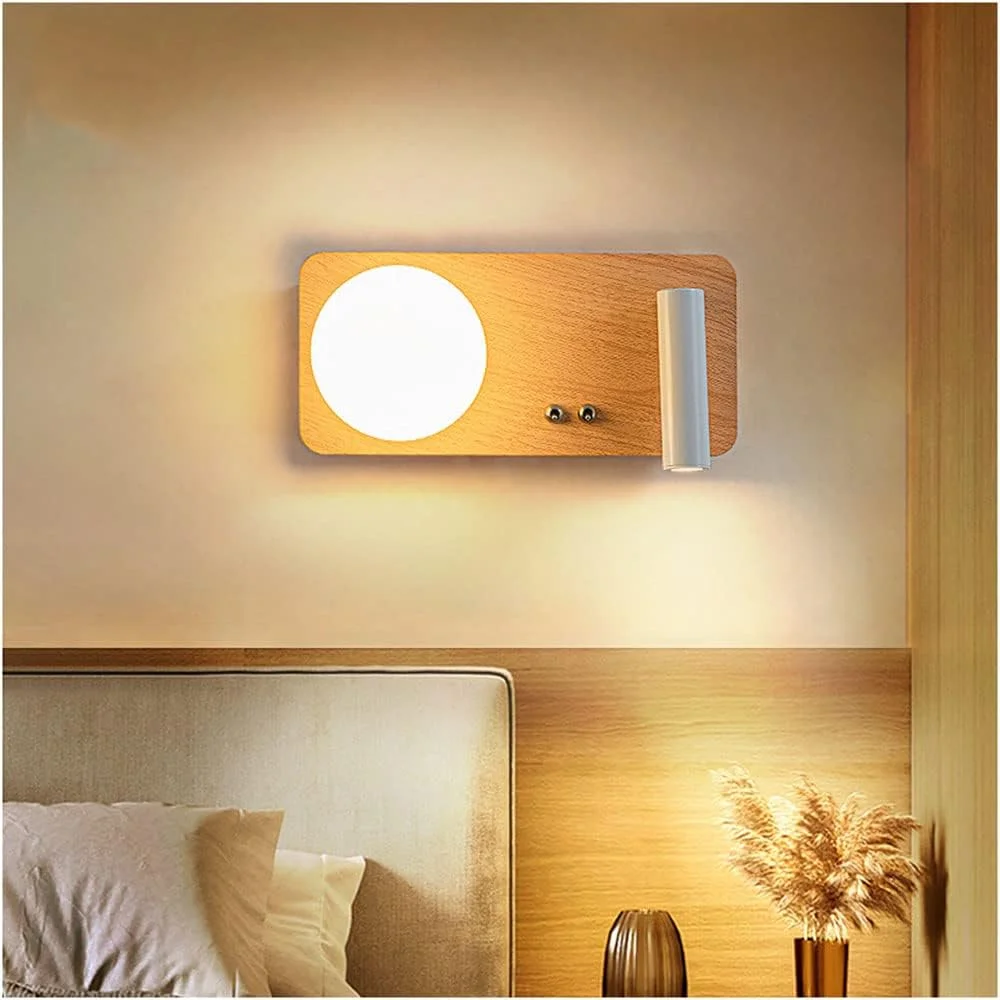 چراغ مطالعه دیواری چراغ های دیواری داخلی با 2 کلید 5 وات LED چراغ دیوارشور + نورافکن 3 وات چرخش 270 درجه سفید گرم 3000K چراغ دیواری LED برای اتاق خواب اتاق نشیمن مطالعه دفتر هتل B