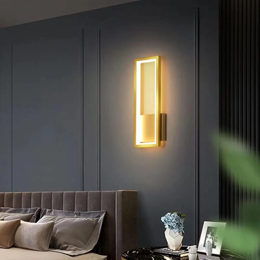 چراغ دیواری LED مدرن 28 وات، چراغ دیواری نوردیک مستطیلی شکل، چراغ های شستشوی دیواری داخلی، چراغ دیواری دکور اتاق نشیمن، اتاق خواب، کنار تخت