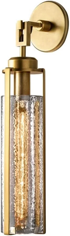 چراغ دیواری برنجی صنعتی رترو، چراغ دیواری با سایه شیشه ای، چراغ تزئینی روشویی، چراغ دیواری 360 درجه با سوکت E27 (T300)، منبع نور شامل نمی شود