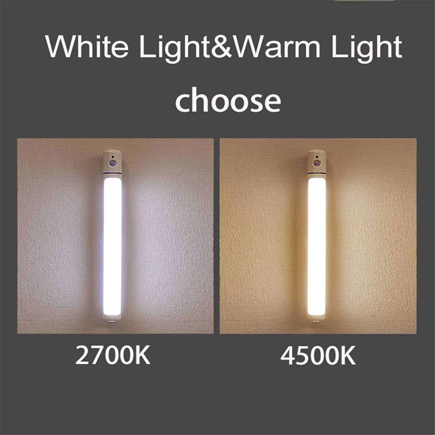 چراغ دیواری شارژی با حسگر حرکتی، چراغ LED کابینتی، چراغ دیواری چسبی با باتری USB و آهنربا برای روشنایی کمد، کابینت، اتاق خواب و آشپزخانه (نور گرم، 2 عدد)