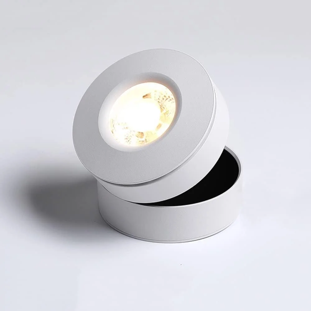 چراغ های قوطی خلاقانه نورافکن LED نوردیک با قابلیت چرخش 360 درجه و تنظیم 7 وات، چراغ های سقفی تاشو آلومینیومی، چراغ دیواری اتاق نشیمن، چراغ های کنار تخت خواب LED (رنگ: نور گرم 3000K)
