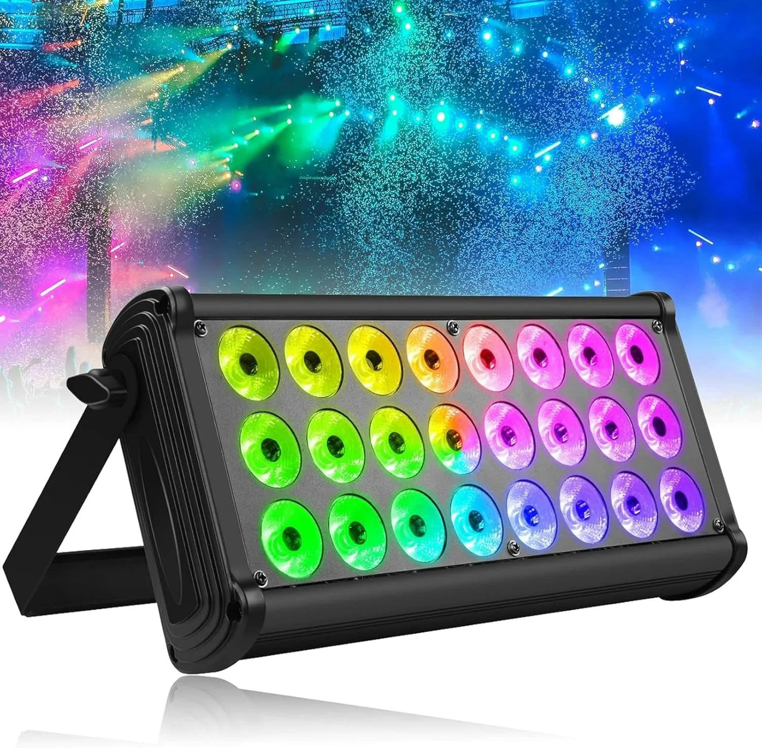 چراغ وال واشر 24 LED CNAOHGHN، چراغ های نورافکن DMX512، نورافکن استیج قابل تنظیم، نوار نور RGB 80 واتی، عملکرد خاموش/بارق، سیستم خنک کننده آلومینیومی برای مهمانی دیسکو دی جی هالووین کریسمس