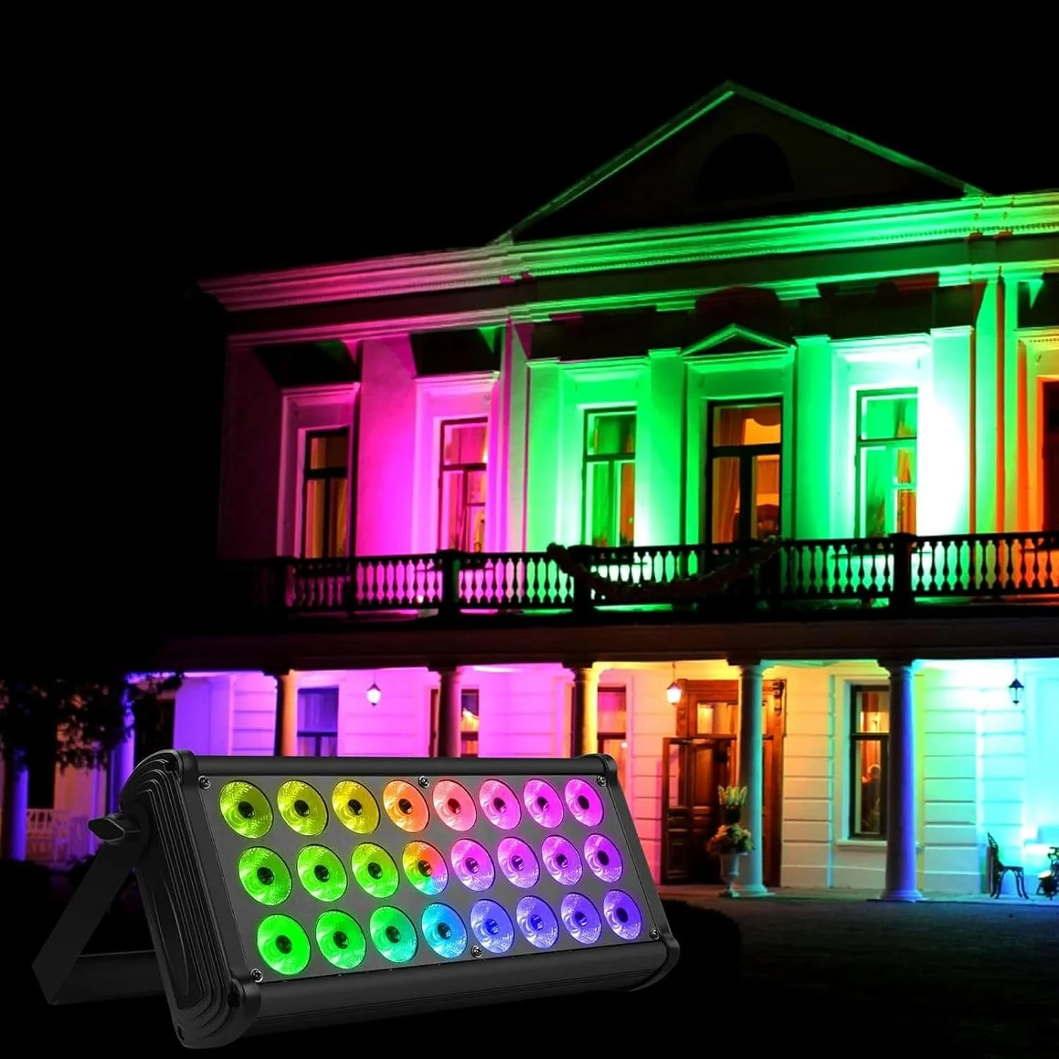 چراغ وال واشر 24 LED CNAOHGHN، چراغ های نورافکن DMX512، نورافکن استیج قابل تنظیم، نوار نور RGB 80 واتی، عملکرد خاموش/بارق، سیستم خنک کننده آلومینیومی برای مهمانی دیسکو دی جی هالووین کریسمس