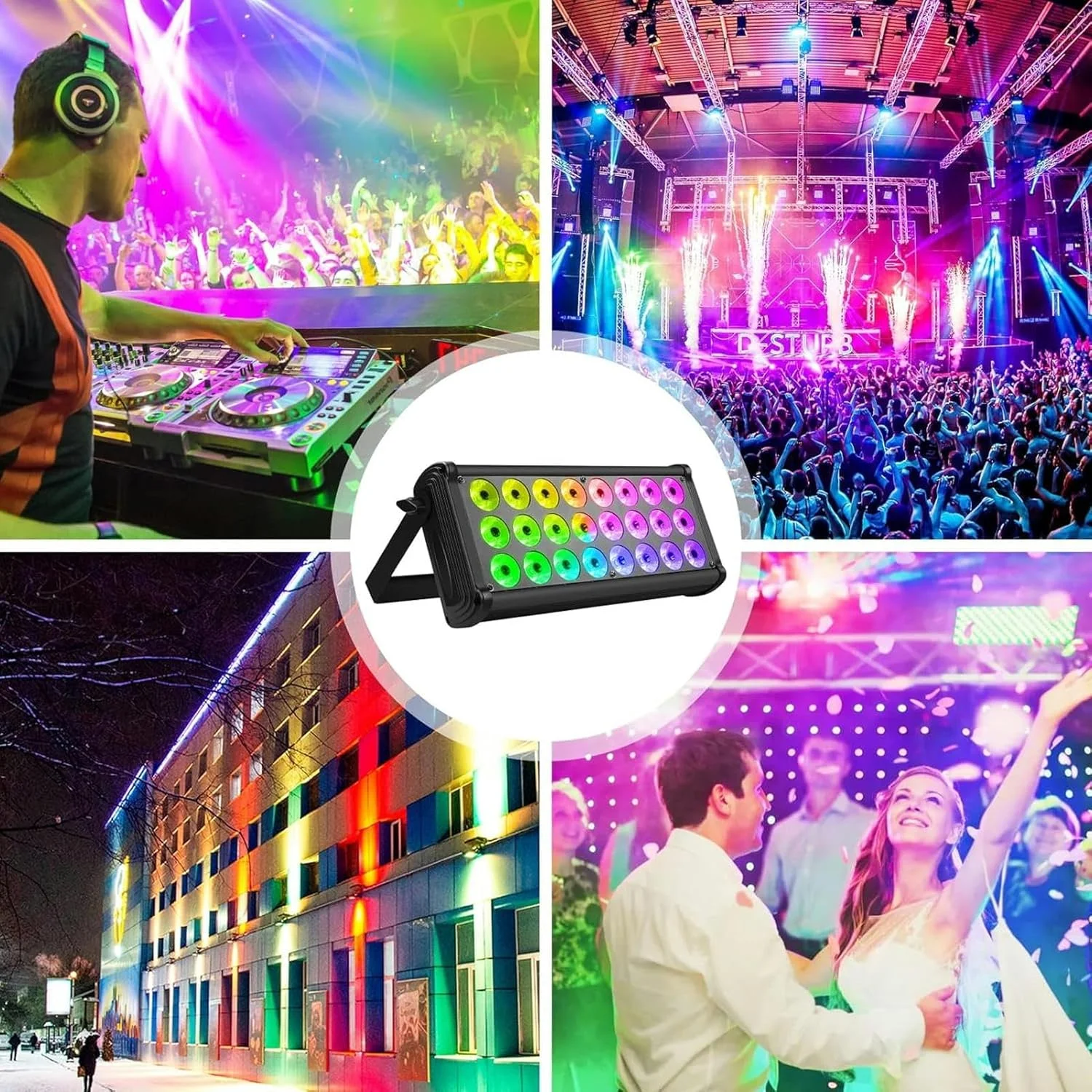 چراغ وال واشر 24 LED CNAOHGHN، چراغ های نورافکن DMX512، نورافکن استیج قابل تنظیم، نوار نور RGB 80 واتی، عملکرد خاموش/بارق، سیستم خنک کننده آلومینیومی برای مهمانی دیسکو دی جی هالووین کریسمس