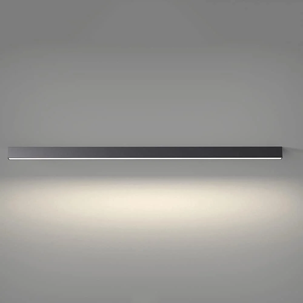 چراغ دیواری مدرن LED، چراغ دیواری نواری ساده مشکی، چراغ سقفی فلزی آلومینیومی با آباژور اکریلیک، روشنایی تزئینی اتاق نشیمن، اتمسفر خطی