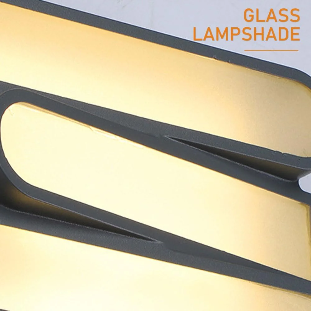 چراغ دیواری آلومینیومی/چوبی، چراغ دیواری بیرونی، چراغ مدرن شیشه ای برای سرسرا، روشنایی دیواری، 6000K / 3000K، چراغ دیوارشور طرح کتابی، ضد آب، مناسب دکور راهرو، کافه، مشکی/خاکستری/چوبی