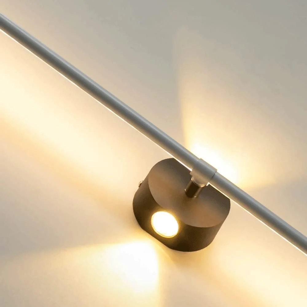 چراغ دیواری ال ای دی مدرن خطی گوشه ای با نورپردازی اتمسفری، چراغ دیواری فلزی سفید با سایه سیلیکونی، چراغ دیواری نواری بلند در راهرو 4000K، چراغ دیواری تزئینی شمعدانی (60CM)