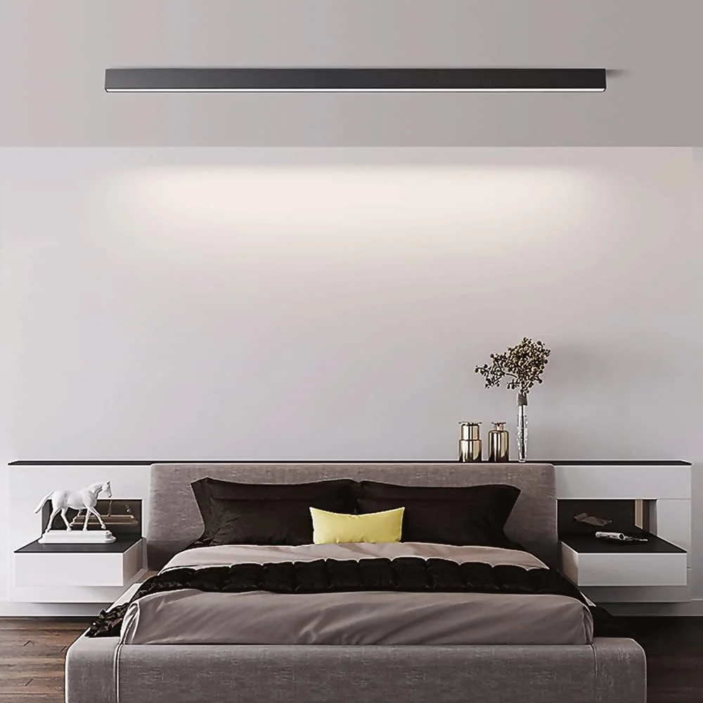 چراغ دیواری مدرن LED، چراغ دیواری نواری ساده مشکی، چراغ سقفی فلزی آلومینیومی با آباژور اکریلیک، روشنایی تزئینی اتاق نشیمن، اتمسفر خطی چراغ دیواری مدرن LED، چراغ دیواری نواری ساده مشکی، چراغ سقفی فلزی آلومینیومی با آباژور اکریلیک، روشنایی تزئینی اتاق نشیمن، اتمسفر خطی