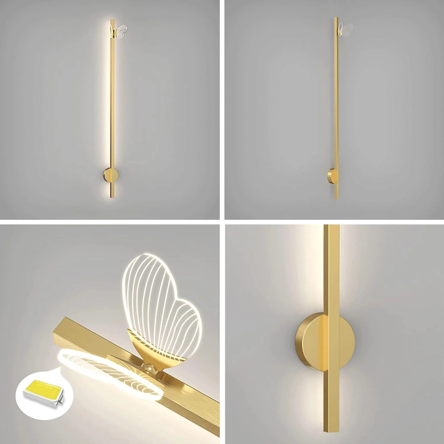 چراغ دیواری خطی ساده بلند، چراغ های دیواری نواری آلومینیومی، شمعدان دیواری فلزی با سایه نوار سیلیکونی سفید، چراغ دیواری اتاق خواب LED، چراغ جوی، چراغ آویز سقفی قابل تنظیم F(100CM)