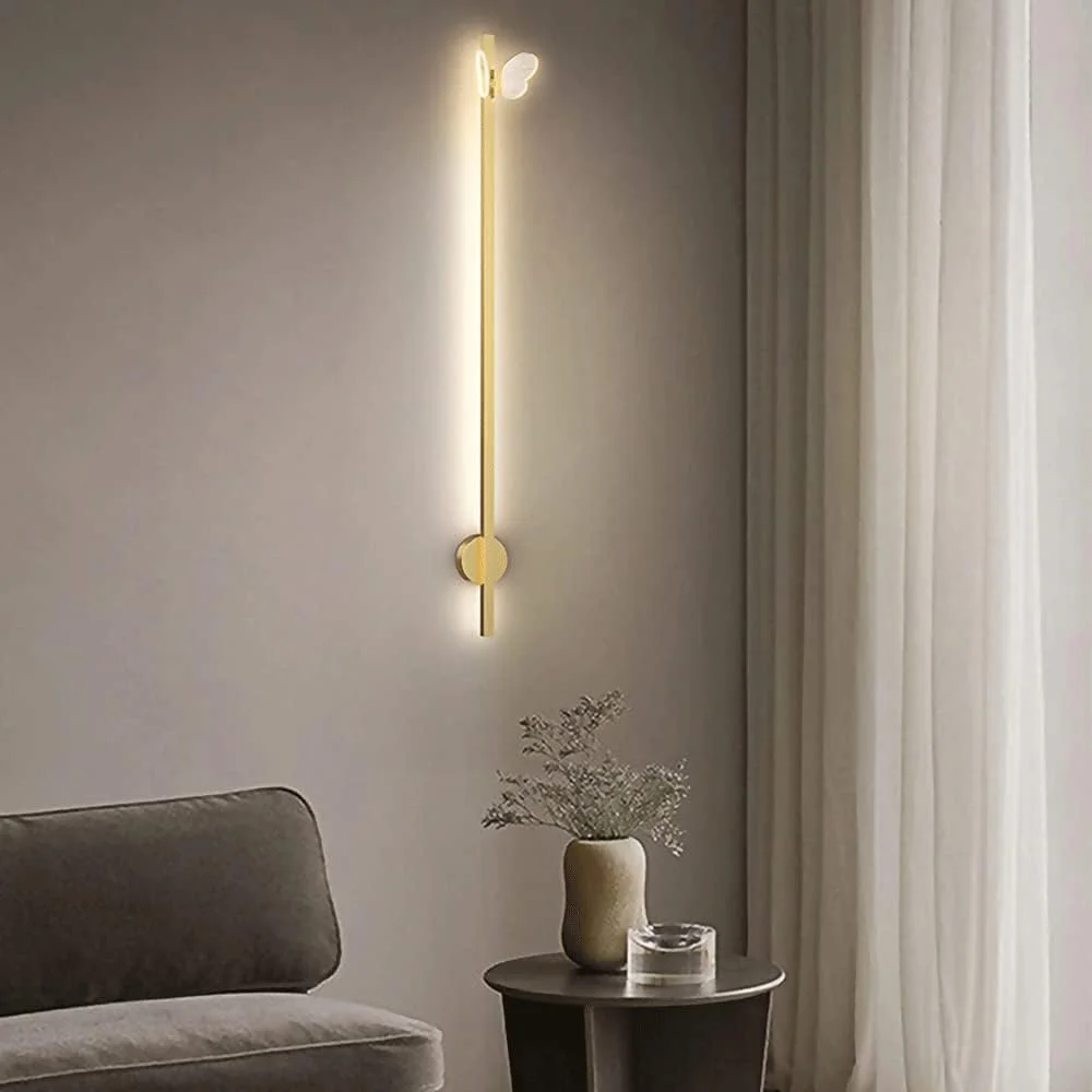 چراغ دیواری خطی ساده بلند، چراغ های دیواری نواری آلومینیومی، شمعدان دیواری فلزی با سایه نوار سیلیکونی سفید، چراغ دیواری اتاق خواب LED، چراغ جوی، چراغ آویز سقفی قابل تنظیم F(100CM)