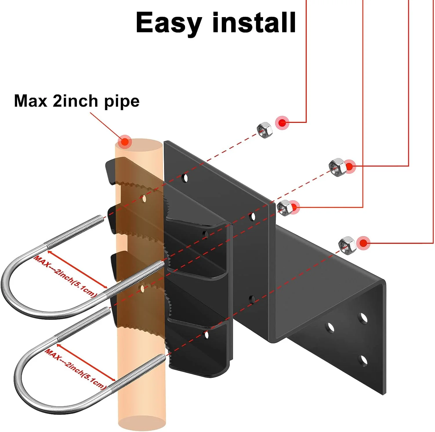 پایه آنتن Tayte TANGXIA، مناسب برای نصب آنتن بیرونی - فولاد سنگین با بست U شکل و 6 پیچ پایه آنتن Tayte TANGXIA، مناسب برای نصب آنتن بیرونی - فولاد سنگین با بست U شکل و 6 پیچ