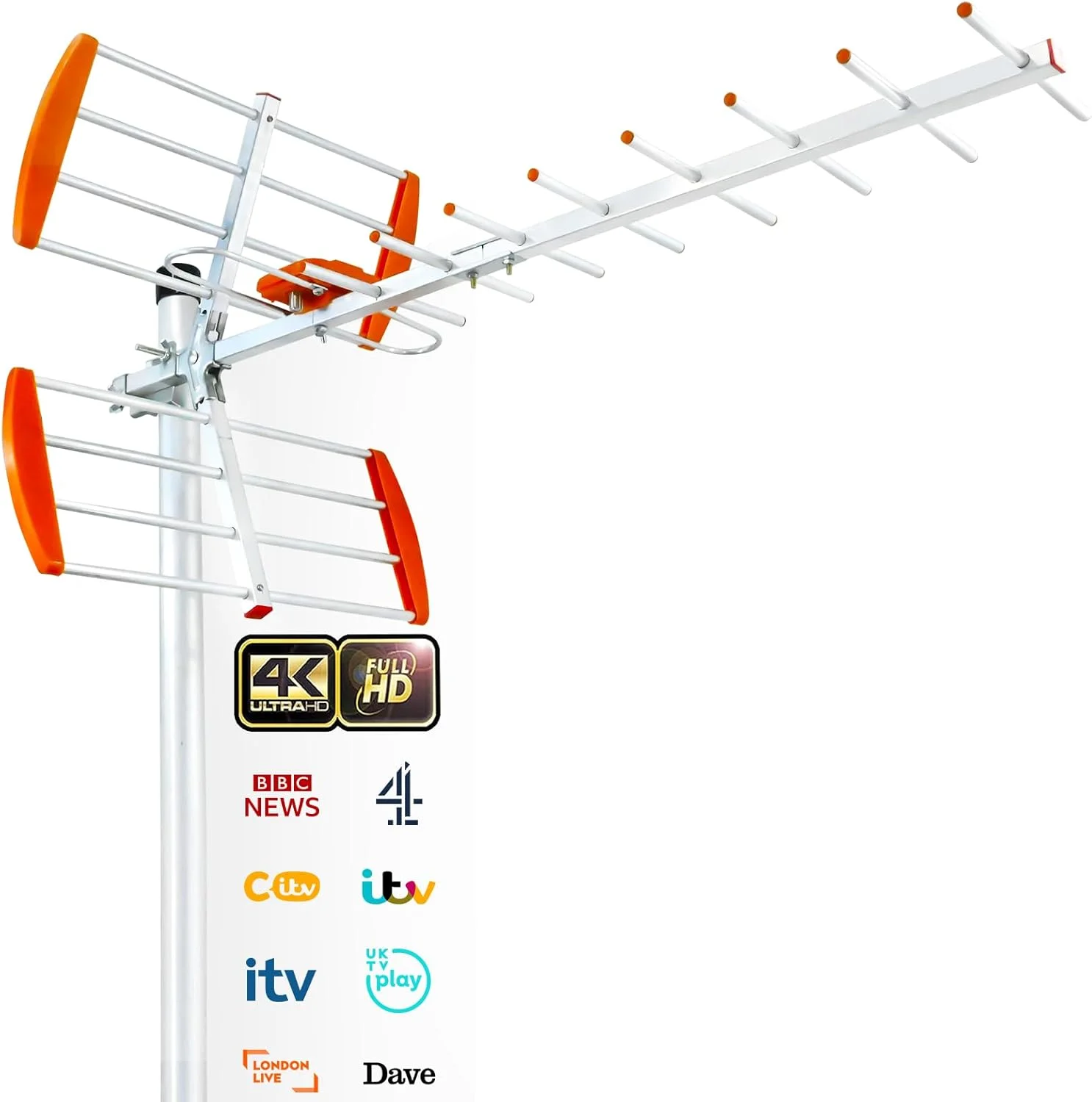 آنتن تلویزیون فضای باز - آنتن فضای باز با سیگنال قوی انگلستان، دریافت کانال 4K/1080P برای HDTV دیجیتال، سیگنال دیجیتال UHF/VHF، نصب اتاق زیر شیروانی/سقف (کابل کواکسیال 32.8 فوت) آنتن تلویزیون فضای باز - آنتن فضای باز با سیگنال قوی انگلستان، دریافت کانال 4K/1080P برای HDTV دیجیتال، سیگنال دیجیتال UHF/VHF، نصب اتاق زیر شیروانی/سقف (کابل کواکسیال 32.8 فوت)